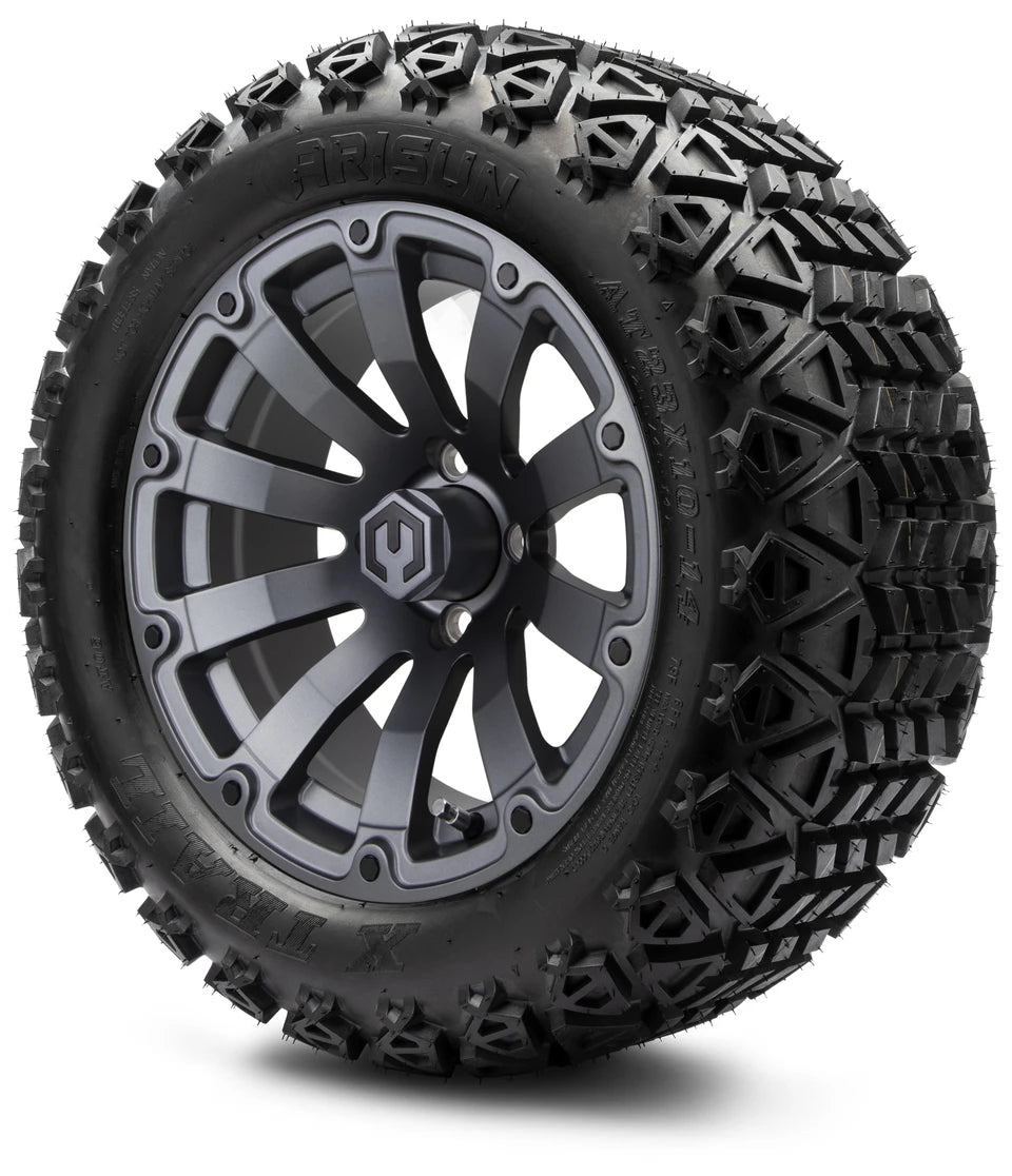 MODZ® 14" Bomber Matte Gunmetal - Lifted Tires and Wheels Combo
