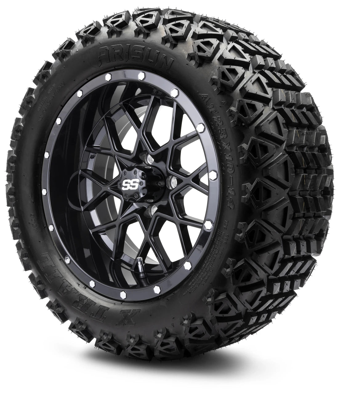 MODZ® 14" Vortex Glossy Black - Lifted Tires and Wheels Combo