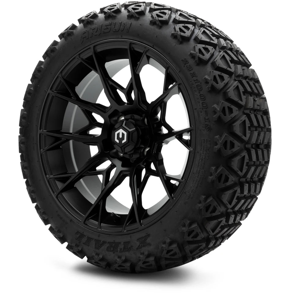 MODZ® 15" Chaos Matte Black - Lifted Tires and Wheels Combo