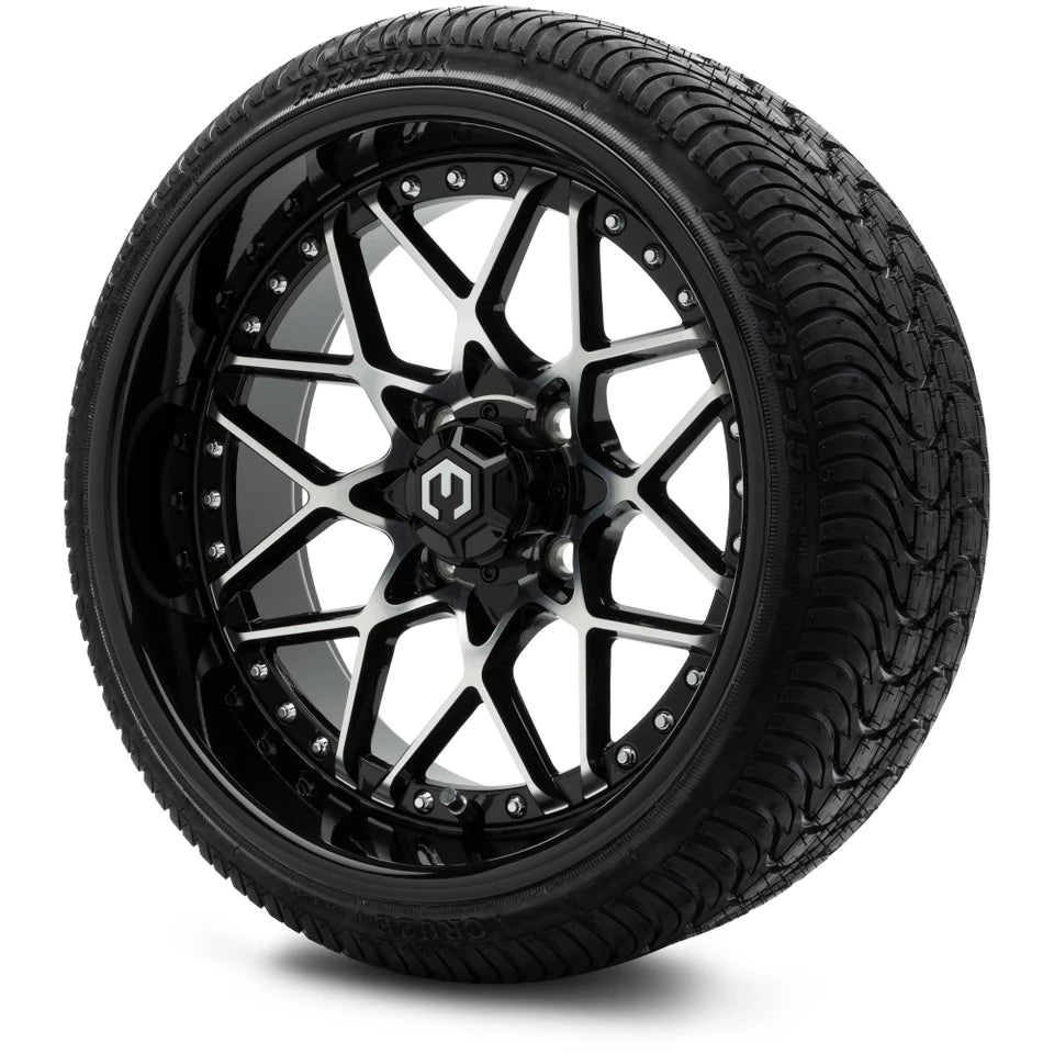 MODZ® 15" Formula Machined Black - Low Profile Tires and Wheels Combo