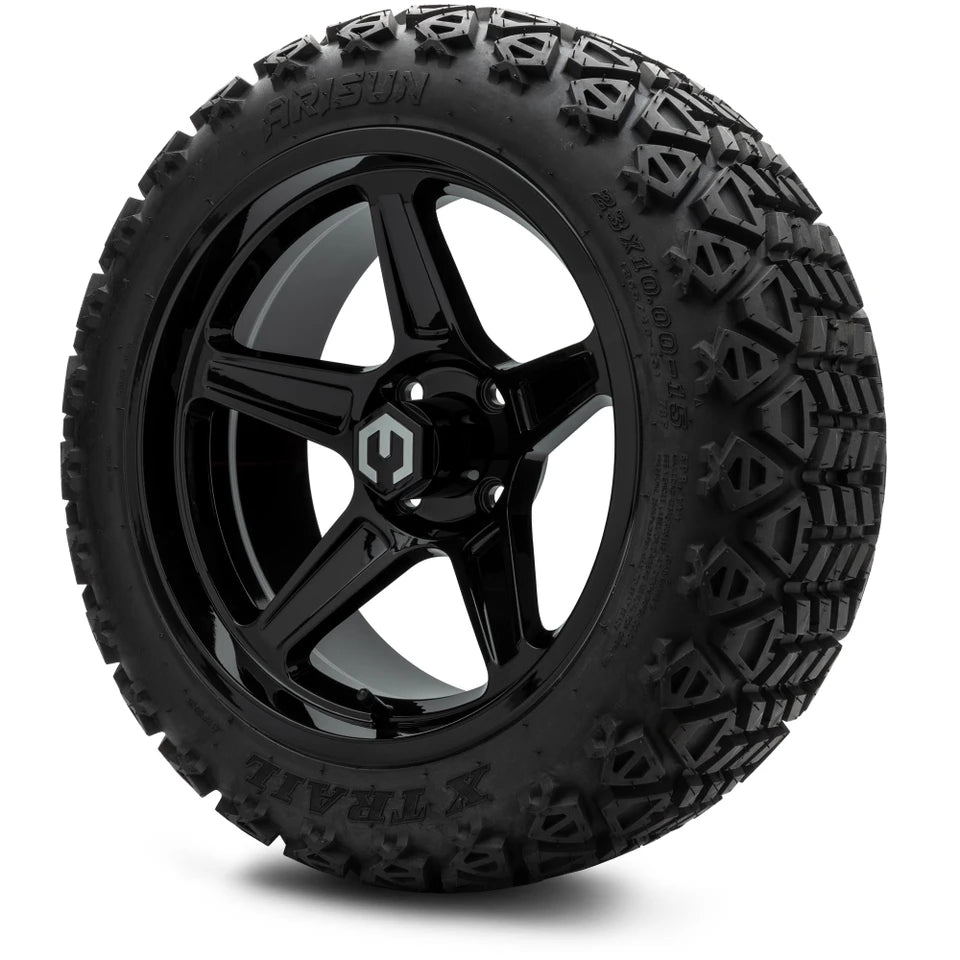 MODZ® 15" Drift Glossy Black - Lifted Tires and Wheels Combo