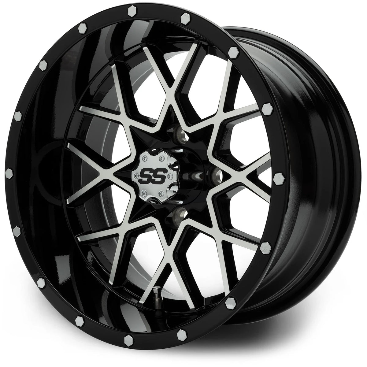 MODZ® Classic 14" Vortex Machined Black Golf Cart Wheel