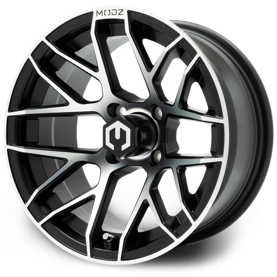 MODZ® 14" Matrix Machined Black Golf Cart Wheel