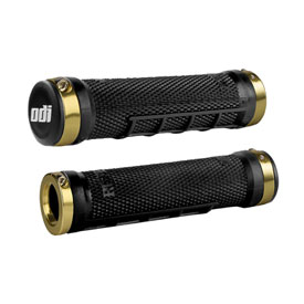Odi ATV Half Waffle Lock-On Grips - Ruffian Black/Gold 130mm (5.1") Length