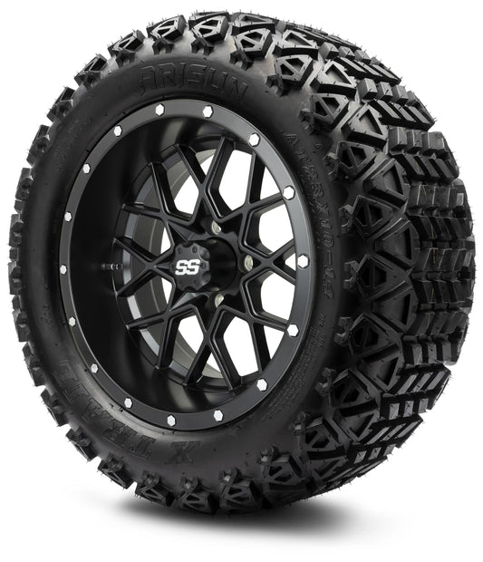 MODZ® 14" Vortex Matte Black - Lifted Tires and Wheels Combo