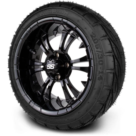 MODZ® 14" Vampire Glossy Black - Low Profile Tires and Wheels Combo