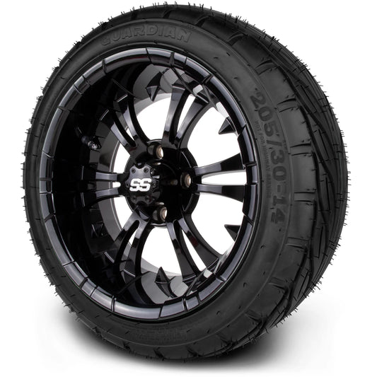 MODZ® 14" Vampire Glossy Black - Low Profile Tires and Wheels Combo