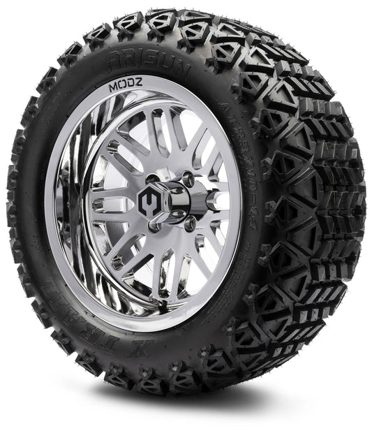 MODZ® 14" Mayhem Chrome - Lifted Tires and Wheels Combo