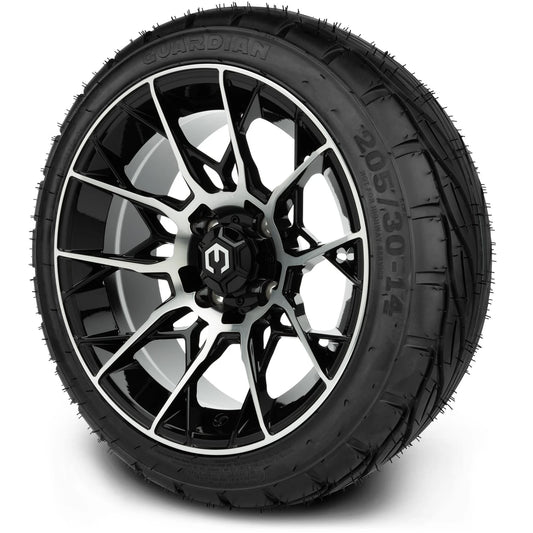 MODZ® 14" Chaos Machined Black - Low Profile Tires and Wheels Combo