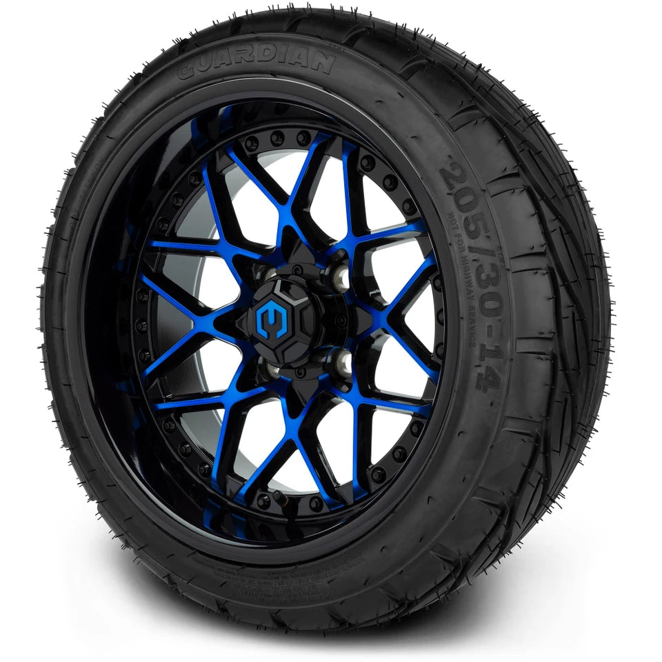 MODZ® 14" Formula Blue and Black - Low Profile Tires and Wheels Combo
