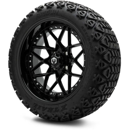 MODZ® 15" Formula Glossy Black - Lifted Tires and Wheels Combo