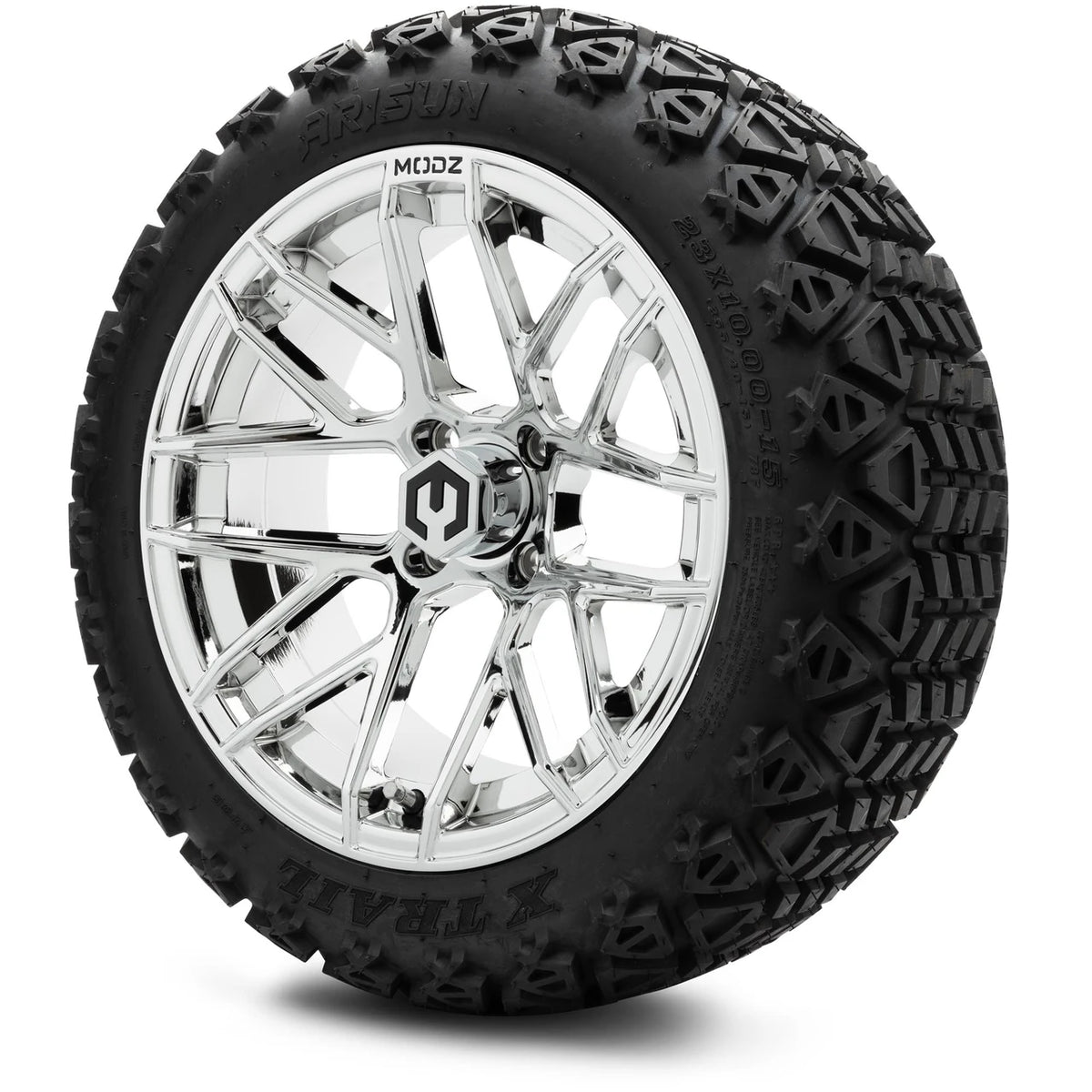 MODZ® 15" Matrix Chrome - Lifted Tires and Wheels Combo