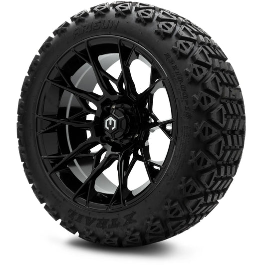 MODZ® 15" Chaos Glossy Black - Lifted Tires and Wheels Combo