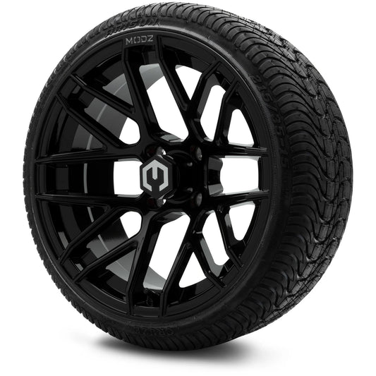 MODZ® 15" Matrix Glossy Black - Low Profile Tires and Wheels Combo