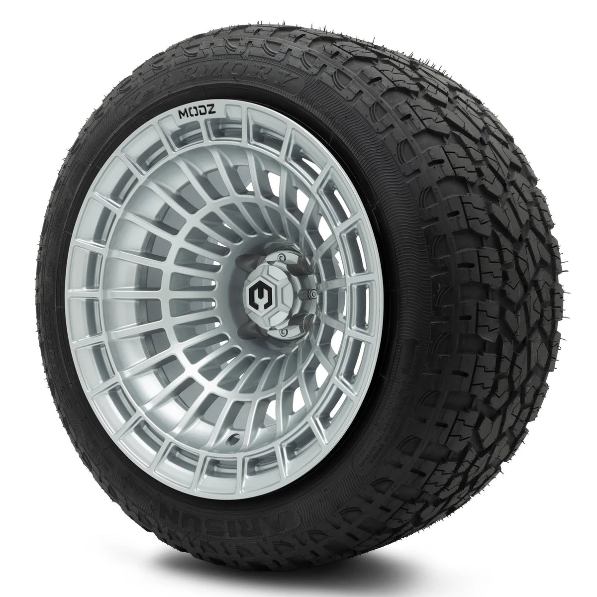 MODZ® 15x10" Felon Silver - Lifted Tires and Wheels Combo