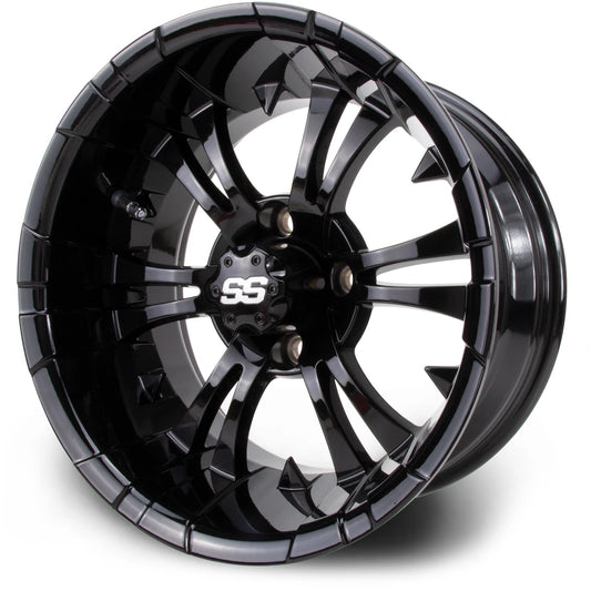 MODZ® Classic 14" Vampire Glossy Black Golf Cart Wheel