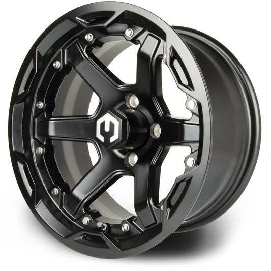MODZ® 14" Gladiator Matte Black with Silver Bolts Golf Cart Wheel