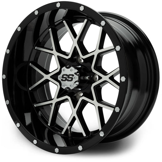 MODZ® Classic 14" Vortex Machined Black Golf Cart Wheel
