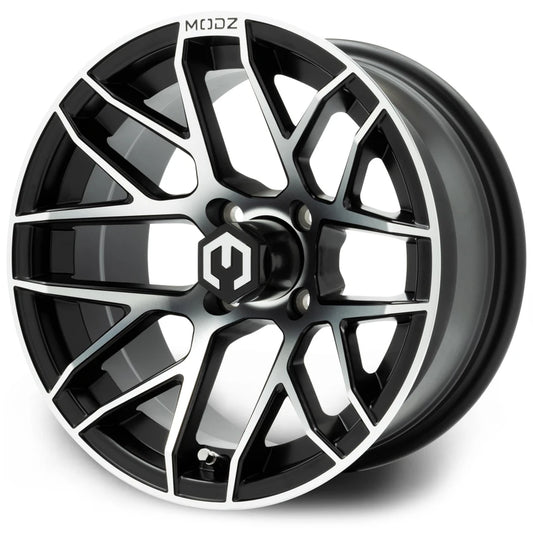 MODZ® 14" Matrix Machined Black Golf Cart Wheel