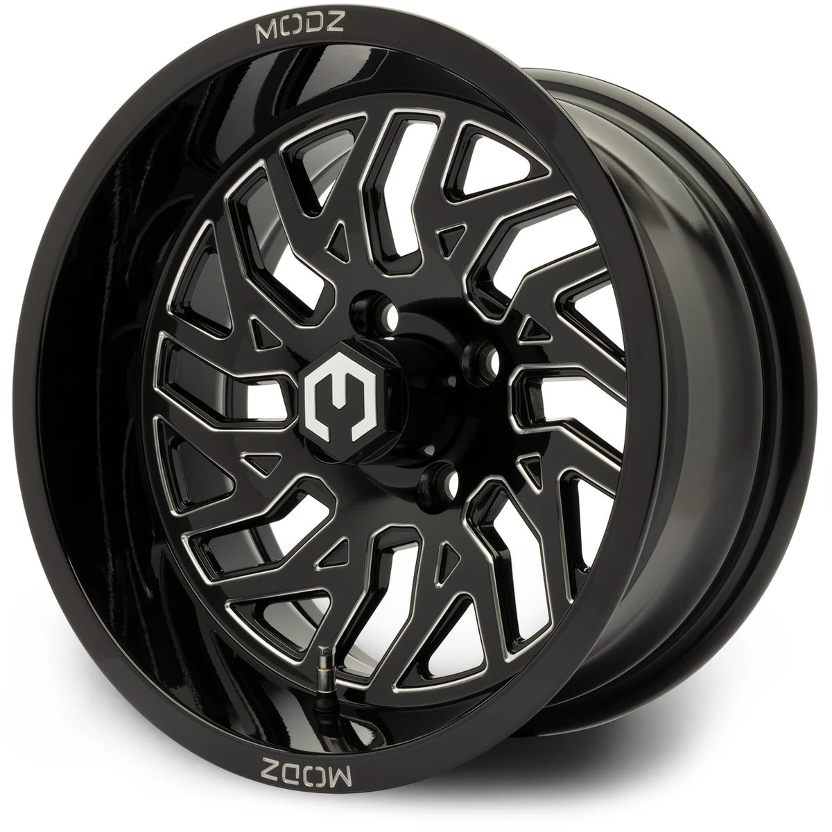 MODZ® 14" Carnage Glossy Black with Ball Mill Golf Cart Wheel