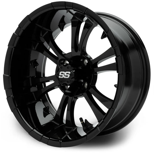 MODZ® Classic 15" Vampire Glossy Black Golf Cart Wheel